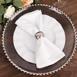 Durable and Elegant Black/Silver Beaded Charger Plates