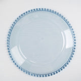 6 Pack 13inch Transparent Dusty Blue Acrylic Beaded Rim Charger Plates