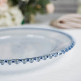 6 Pack 13inch Transparent Dusty Blue Acrylic Beaded Rim Charger Plates