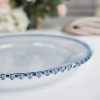 Add Elegance to Your Tablescape with Transparent Dusty Blue Acrylic Beaded Rim Charger Plates