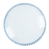 6 Pack 13inch Transparent Dusty Blue Acrylic Beaded Rim Charger Plates