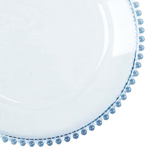 Create a Memorable Dining Experience with Our Transparent Dusty Blue Acrylic Beaded Rim Charger Plates