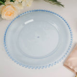 6 Pack 13inch Transparent Dusty Blue Acrylic Beaded Rim Charger Plates