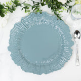 10 Pack Economy Reef Plastic Charger Plates – 13inch Dusty Blue Dinner Plate Chargers for Weddings