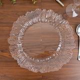 10 Pack Economy Reef Plastic Charger Plates 13inch Clear Dinner Plate Chargers for Weddings Parties 