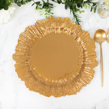 10 Pack Economy Reef Plastic Charger Plates – 13inch Gold Dinner Plate Chargers Weddings, Parties