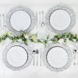 10 Pack Economy Reef Plastic Charger Plates – 13inch Silver Dinner Plate Chargers Weddings, Parties