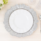 10 Pack Economy Reef Plastic Charger Plates – 13inch Silver Dinner Plate Chargers Weddings, Parties