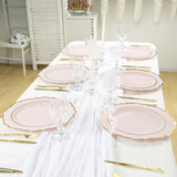 10 Pack Blush Economy Plastic Charger Plates With Gold Scalloped Rim