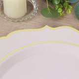 10 Pack Blush Economy Plastic Charger Plates With Gold Scalloped Rim