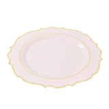 10 Pack Blush Economy Plastic Charger Plates With Gold Scalloped Rim