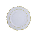 10 Pack Clear Economy Plastic Charger Plates With Gold Scalloped Rim, 13inch Round#whtbkgd