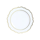 10 Pack White Economy Plastic Charger Plates With Gold Scalloped Rim#whtbkgd