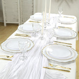 10 Pack White Economy Plastic Charger Plates With Gold Scalloped Rim