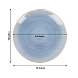 20 Pack 13inch Economy Plastic Charger Plates – Transparent Dusty Blue Swirl Design Gold Rim