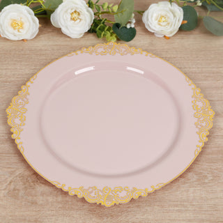 Blush and Gold Baroque Rim Charger Plates