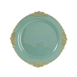 20-Pack Economy Plastic Round Charger Plates 13inch Dusty Sage Green with Gold Embossed#whtbkgd