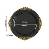 20-Pack Economy Plastic Round Charger Plates 13inch in Black with Gold Embossed