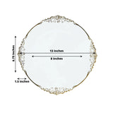 20 Pack Clear Gold Economy Plastic Serving Plates with Embossed Baroque Rim, 13inch Round