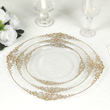 20 Pack Clear Gold Economy Plastic Serving Plates with Embossed Baroque Rim, 13inch Round Decorative