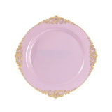 20-Pack Economy Plastic Round Charger Plates 13inch in Lavender Lilac with Gold Embossed#whtbkgd