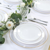 10 Pack Clear Gold Economy Plastic Serving Plates with Beaded Rim, 13inch Round Decorative Charger