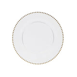 Elegant white plate with gold beaded rim #whtbkgd