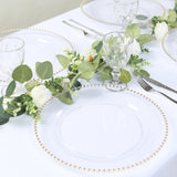 10 Pack Clear Gold Economy Plastic Serving Plates with Beaded Rim, 13inch Round Decorative Charger