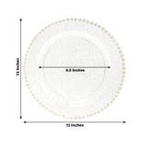 10-Pack Economy Round Plastic Charger Plates 13" in Clear/Gold Glitter with Beaded Rim, Stylish Dinner Party Serving Plates