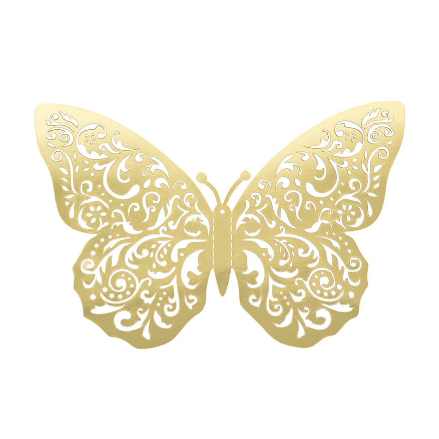 10 Pack Metallic Gold Foil Large 3D Butterfly Wall Sticker Butterfly Paper Charger Placemat 8x12inch#whtbkgd