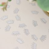 300 Pcs Silver Glitter Crown Paper Confetti Table Scatters, Princess Party Decoration Double Sided
