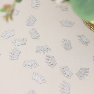 Add a Touch of Elegance with Silver Glitter Crown Paper Confetti