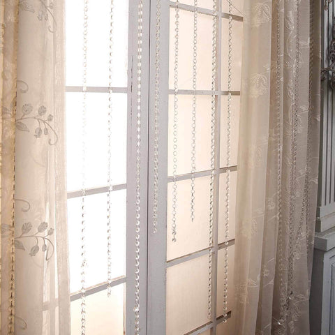 Beige lace sheer curtain panels