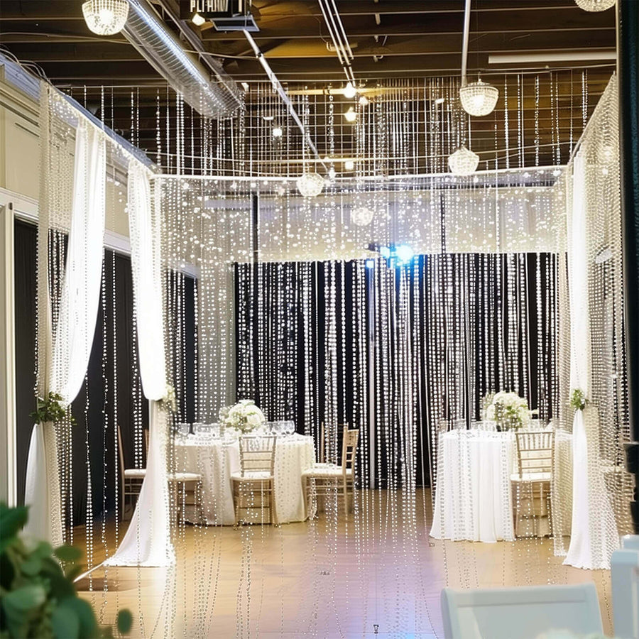 Acrylic Crystal Beaded Curtain with Fabric Rod Pocket, 43 Strands Room Divider Clear Diamond