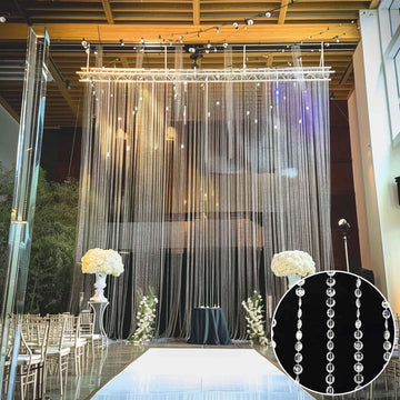 Acrylic Crystal Beaded Curtain with Fabric Rod Pocket, 43 Strands Room Divider Clear Diamond Cut Beads Doorway String Curtain - 5ftx16ft