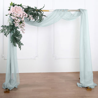 Elegant and Ethereal: 18ft Ice Blue Rose Sheer Organza Wedding Arch Drapery Fabric