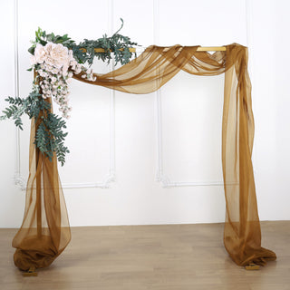 Elegant Gold Sheer Organza Wedding Arch Drapery Fabric