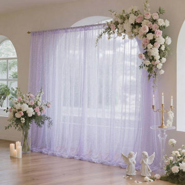 Sheer Backdrop Curtain Panel 10ft × 10ft Lavender Lilac – Wedding Arch Drape with Rod Pocket