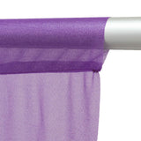 Purple sheer fabric roll on white rod, close-up texture view