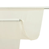 Sheer white shower curtain on metal rod, close-up detail