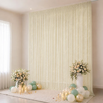 Sheer Backdrop Curtain Panel 10ft × 14ft Beige – Wedding Arch Drape with Rod Pocket, Ceiling Draping Fabric