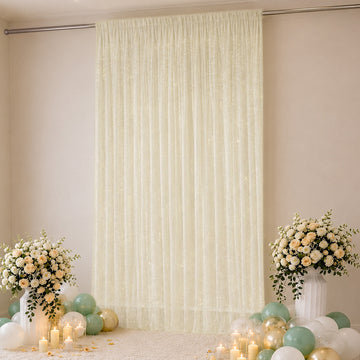 Sheer Backdrop Curtain Panel 10ft × 14ft Beige – Wedding Arch Drape with Rod Pocket, Ceiling Draping Fabric