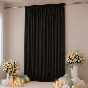 Sheer Backdrop Curtain Panel 10ft × 14ft Black – Wedding Arch Drape with Rod Pocket, Ceiling Draping Fabric