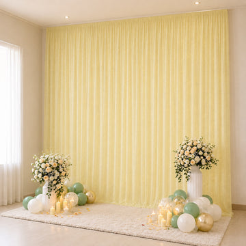 Sheer Backdrop Curtain Panel 10ft × 14ft Champagne – Wedding Arch Drape with Rod Pocket, Ceiling Draping Fabric