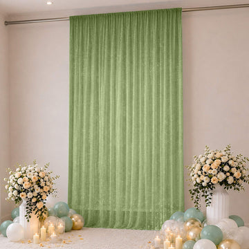 Sheer Backdrop Curtain Panel 10ft × 14ft Dusty Sage Green – Wedding Arch Drape with Rod Pocket, Ceiling Draping Fabric