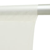 Close-up of white sheer fabric curtain with rod pocket top