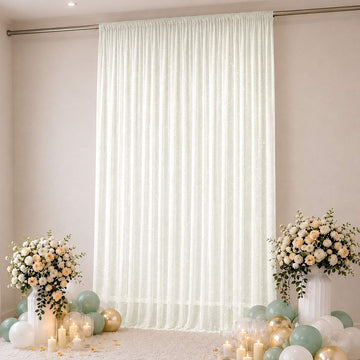 Sheer Backdrop Curtain Panel 10ft × 14ft Ivory – Wedding Arch Drape with Rod Pocket, Ceiling Draping Fabric