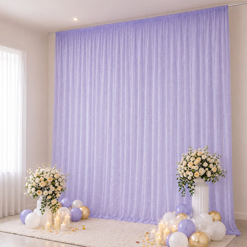 Sheer Backdrop Curtain Panel 10ft × 14ft Lavender Lilac – Wedding Arch Drape with Rod Pocket, Ceiling Draping Fabric