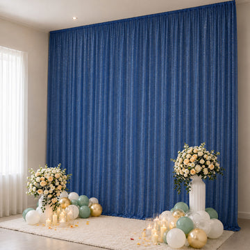 Sheer Backdrop Curtain Panel 10ft × 14ft Navy Blue – Wedding Arch Drape with Rod Pocket, Ceiling Draping Fabric