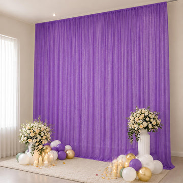 Sheer Backdrop Curtain Panel 10ft × 14ft Purple – Wedding Arch Drape with Rod Pocket, Ceiling Draping Fabric